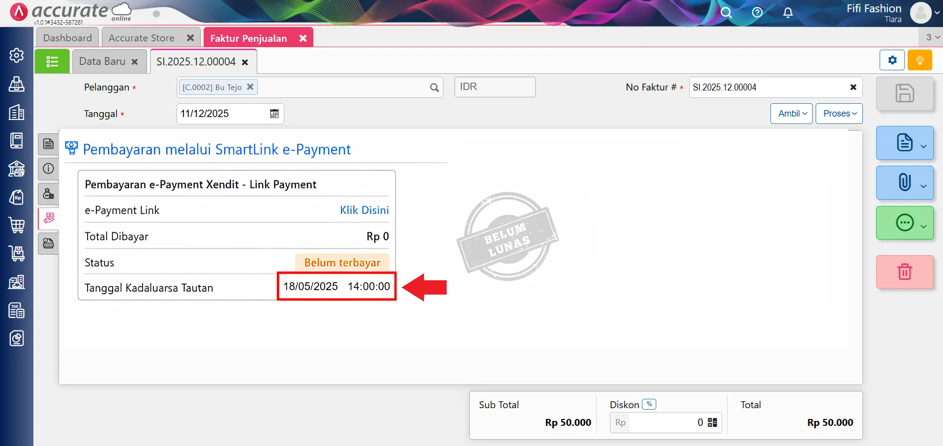 Mengatur tanggal kadaluarsa e-Payment Xendit